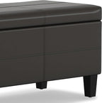 SIMPLIHOME Afton 48 inch Wide Contemporary Rectangle Storage Ottoman Bench in Tanners Brown Vegan Faux Leather, Assembled, For the Living Room and Bedroom
