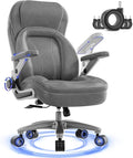 Big and Tall Office Chair, 600lbs Heavy Duty Desk Chair with 5D Arms, Adjustable Lumbar Support & Height, Tilt Function, PU Leather High Back Ergonomic Executive Computer Chair with 3'' Silent Casters