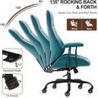 Home Office Desk Chair, Ergonomic High Back Leather Computer Chair with Lumbar Support, Adjustable Height & Recline, Swivel Executive Office Chair with Armrests and Rubber Casters, Green