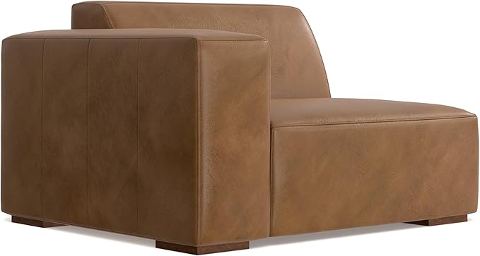 SIMPLIHOME Rex U-Shaped Sectional Modular Sofa in Full-Grain Genuine Leather, Caramel Brown, 144-inches Wide, Handcrafted Modern-Style Large Leather Couch for Living Room