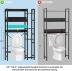 Over The Toilet Storage with 2 Drawers - 7 Tier Bathroom Organizer with Adjustable Shelf, Freestanding Space Saver Storage Rack Above Toilet Stand with 4 Hooks for Restroom, Laundry, Black