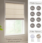 Madison Park Galen Matte Linen Cordless Roman Shades - Fabric Privacy Single Panel Darkening, Energy Efficient, Thermal Insulated Window Blind Treatment, for Home, Living Room Decor, 34" W x 64" H