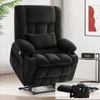 Power Lift Recliner Chair for Adults Oversized Infinite Position Lift Chair for Elderly W/Massage & Heat, Lay Flat Recliner, One-Touch Reset, Cup Holders, Lumbar Pillow, Fabric (Premium, Dark Grey)