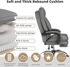 Home Office Desk Chair, 90°-160° Reclining, High Back Executive OfficeChair 400LBS with Footrest, Ergonomic Scratch-Resistant Faux Leather Computer Gaming Chair with Lumbar Support