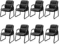 NEWBULIG Waiting Room Guest Chairs Set of 8, Stationary Office Reception Chairs No Wheels, Comfy Padded Arms and Seld Base, for Conference Room Lobby Home Computer Desk Bedroom Elderly, Black