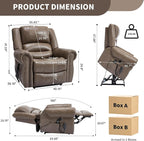 Recliner Chairs for Adults, Oversized Bedroom Chair with Massage, Sofa Chair Home Theater Seating with Lumbar Support, Lift Chair for Elderly, Nursery Chair for Living Room (Genuine Leather)