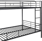 Merax Full Over Full Metal Bunk Bed with Ladder and high Guardrail, Able to Split, Storage Space, No Box Spring Needed, Noise Free, Black