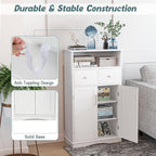 Tangkula Bathroom Cabinet, Floor Standing Storage Organizer w/2 Drawers & 2 Doors, 3-Position Adjustable Shelves, Anti-Toppling Design, Floor Cabinet for Bathroom (White, 2 Drawers & Cabinet)