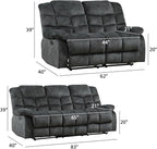EBELLO Reclining Sofa Furniture Set, Loveseat Recliner Sofa and 3PC Bonded Manual Recliner Set for Living Room, Grey Green (Loveseat+Sofa)