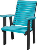 DutchCrafters Modern Horizontal Slat High Back Poly Outdoor Patio Chair (Black & Aruba Blue)