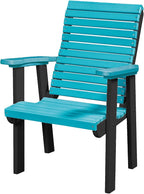 DutchCrafters Modern Horizontal Slat High Back Poly Outdoor Patio Chair (Black & Aruba Blue)