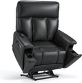 MCombo Heavy Duty Lift Chair for Elderly, Extra Wide Dual Motor Power Lift Recliner 450lbs with Hidden Cup Holders, USB Charging, Breathable Faux Leather R7777 (Black)