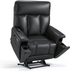 MCombo Heavy Duty Lift Chair for Elderly, Extra Wide Dual Motor Power Lift Recliner 450lbs with Hidden Cup Holders, USB Charging, Breathable Faux Leather R7777 (Black)
