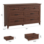 GarveeHome 7 Dresser for Bedroom, 54 in Wide Drawer Dresser with Storage Freestanding, Wooden Closet Storage Chest for Living Room, Bedroom, Entryway, Walunt