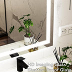VooBang LED Wall Mounted Mirror with Lights, 40x30 inches Bathroom Mirror, Button to Adjust Lights, Three Lighting Modes, Tempered Glass with Anti-Fog Function, Suitable for Vanity and Bedroom, White