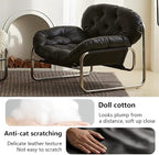 Thick Cushioned Recliner Sofa, Lazy Chair with Upholstery and Footrest, for Living Room, Bedroom, Dorm White B