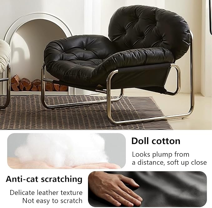 Thick Cushioned Recliner Sofa, Lazy Chair with Upholstery and Footrest, for Living Room, Bedroom, Dorm Black A