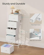 SONGMICS Dresser for Bedroom, Chest of Drawers, Steel, MDF, 5 Non-Woven Fabric Drawers, Storage Organizer Unit, Closet, Entryway, Cloud White and Snow White ULGS315W01S