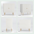 HLR Sideboard Buffet Cabinet with Fluted Texture, White Accent Cabinet with 2 Doors, Modern Credenza Storage for Kitchen Living Room, Entryway (White, 2Piece)