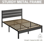 Queen Bed Frame with Headboard and Footboard, Metal Platform Bed Frame with Under Bed Storage, All-Metal Support System, No Box Spring Needed, Easy Assembly,Rustic Grey
