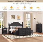 Black Dresser for Bedroom 6 Drawers Dresser - 47.2" Wide 6 Chest of Drawers Storage Double Cabinet as Bedfoot Organizer & Wardrobe Cabinet