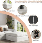 EASE MOOSE Oversized Cloud Couch Sectional Sofa, L-Shaped Large Modular Couch for Living Room, Minimalist Boneless Convertible Couches with Ottoman, 5-Seat Deep Sofas for Bedroom, Chenille (White)