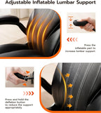 Office Desk Chair, Ergonomic Computer Chair with Padded Flip-Up Arms and Adjustable Lumbar Support, PU Leather Executive Chair with Tilt Lock and 360° Swivel Rolling Wheels for Work, Study