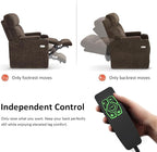 MCombo Lay Flat Dual Motor Power Lift Recliner Chair with Massage & Dual Heating, Arm Storage, Extended Footrest, USB A/C Ports & Cup Holders, Infinite Position for Elderly, Fabric LC002 (Brown)
