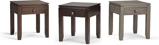 SIMPLIHOME Cosmopolitan SOLID WOOD 18 inch Wide Square Contemporary End Side Table in Mahogany Brown for the Living Room and Bedroom