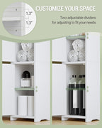 Bathroom Storage Cabinet, Corner Floor Cabinet with 2 Doors and Adjustable Shelf, Narrow Toilet Paper Cabinets, Bathroom Organizer for Small Spaces, 7.9" D x 7.9" W x 29.5" H White