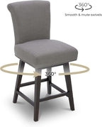 CHITA 26 Inch Counter Height Swivel Bar Stools Set of 2, FSC Certified Modern Fabric Swivel Barstool Chair with Back, Flint Grey
