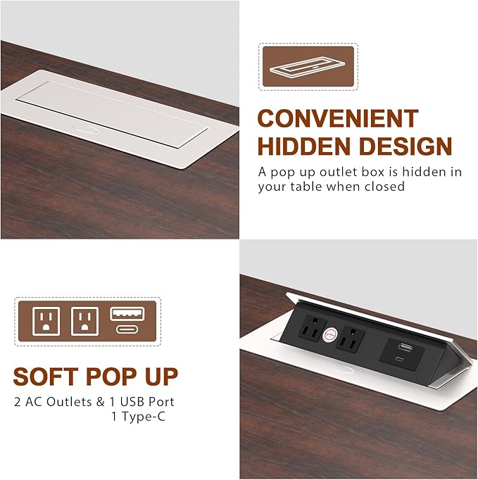 HIFYOBRO Large End Table Set of 2, 2 Drawers and Charging Station, Type-C & USB Port & Power outlets, Wooden End Table, Side Table with Storage for Living Room and Bedroom (Espresso)