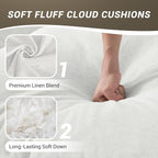 Oversized Cloud Modular Sectional Sofa, Comfy Down Filled Cloud Couch with Removable Cover, Modern Loveseat Couch, Deep Seat Sectional Couches for Living Room, Cream White