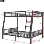 Upgraded Version Thicken Metal Full XL Over Queen Bunk Bed, Stronger Heavy Duty Steel Bunk Bed Full Over Queen Size, Best Bunkbed Frame for Adults, Easy Assembly, Black (Full XL Over Queen)