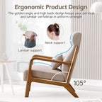 INZOY Mid Century Modern Accent Chair with High Back, Upholstered Living Room Chairs with Waist Cushion, Wood Frame Reading Armchair for Bedroom Sunroom, Beige