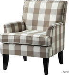 HULALA HOME Modern Accent Chair with Arms and Wooden Legs, Mid Century Accent Chair Armchair High Back Rest, Padded Armrest and Comfortable Cushioned Seat for Living Room (Buffalo Beige)