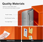 Small Bathroom Storage Cabinet, Metal Sideboard with 2 Doors and 2 Adjustable Shelves, Orange Floor Locker Cabinet 12" Shallow Storage Lockers for Bathroom, Living Room, Hallway, Entryway