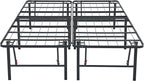Amazon Basics Bed Frame with Storage, Foldable Metal Platform, Sturdy Steel, No Box Spring Needed, 18 Inches High, Tool-Free Setup, Queen Size, Black