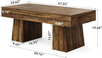 LITTLE TREE Farmhouse Coffee Table, 47 Inches Living Room Table, Rectangular Wooden Accent Center Tables with Thick Base, Modern Low Cocktail Tea Furniture for Living Room (Walnut Brown)