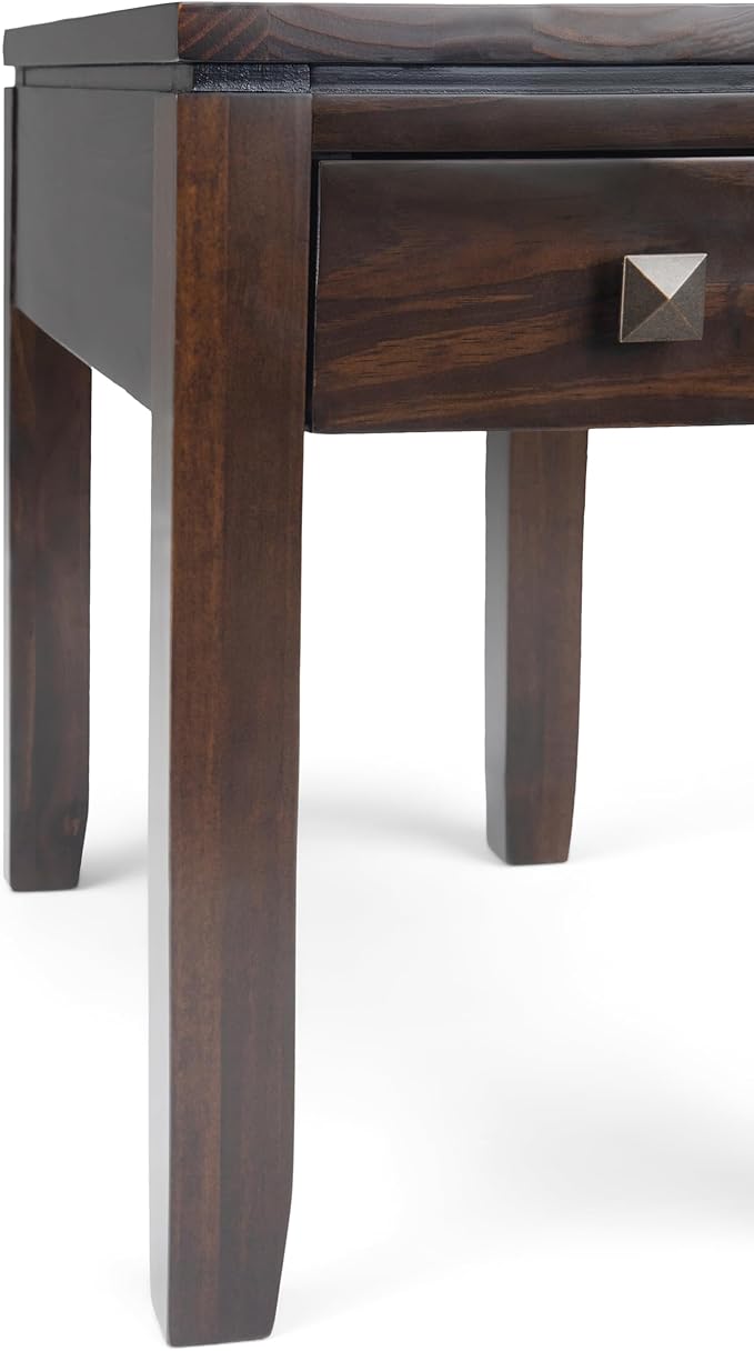 SIMPLIHOME Cosmopolitan SOLID WOOD 14 Inch Wide Rectangle Contemporary Narrow Side Table in Mahogany Brown, For the Living Room and Bedroom