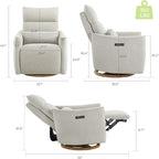 CHITA Swivel Rocker Recliner Chair, Power Nursery Glider Recliner, Nursery Rocking Chair with Adjustable Power Headrest, FSC Certified, Solid Wood Base, Crockery (Gray)