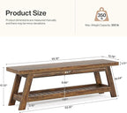 Tribesigns 55" Large Wood Entryway Bench with Shoe Storage, 2-Tier Rustic Brown Narrow Hallway Foyer Seating Bench with Open Shelves for Entryway, Bedroom, Mudroom