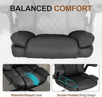 Office Desk Chair, Conference Room Chairs, Mid Back Executive Leather Chair,Ergonomic Home Computer Chair, Modern Office Chair with Adjustable Flip-Up Arms and Rocking Function (Black)