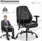 BEWISHOME Home Office Desk Chair, Black Leather Executive Chair with Adjustable Armrests, Computer Chair with Lumbar Support, 360° Swivel Ergonomic Rolling Chair for Adults, Up to 320lbs，BBY02B