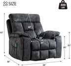 CANMOV Large Power Lift Recliner Chair with Massage and Heat for Elderly Big and Tall People, Overstuffed Wide Recliners with 2 Cup Holders, Side Pocket and USB Port, Grey