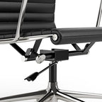 High Back Genuine Leather Ribbed Office Chair-Ergonomic Desk Chair with Aluminum Alloy Armrest & Frame, Swivel Silent Wheels & Tilt Function, Adjustable Height