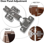 PARTPHONER Bathroom Floor Storage Cabinet with Cabinet Lights, Modern Storage Cabinet with 4 Doors and Adjustable Shelves, Buffer Hinges, White Pantry Cabinet for Living Room & Kitchen