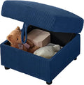 Small Storage Ottoman Sqare Footrest Bench Stool for Apartment,Bedroom,Living Room,Bonus Room and Compact Spaces. (Blue, Ottoman)