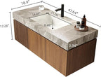 48 Inch Floating Bathroom Vanity with Sink Espresso, Wall-Mounted Farmhouse Bathroom Vanity with Drawer and Doors, Light Gray Sintered Stone Countertop and Ceramic Basin, Pre-Assembled