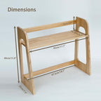 Double-tier bookshelf, book storage rack, 17.5-inch multifunctional desktop solid wood bookshelf and countertop display stand. Ideal for kitchen organization, tidying books, teacups, and toys.